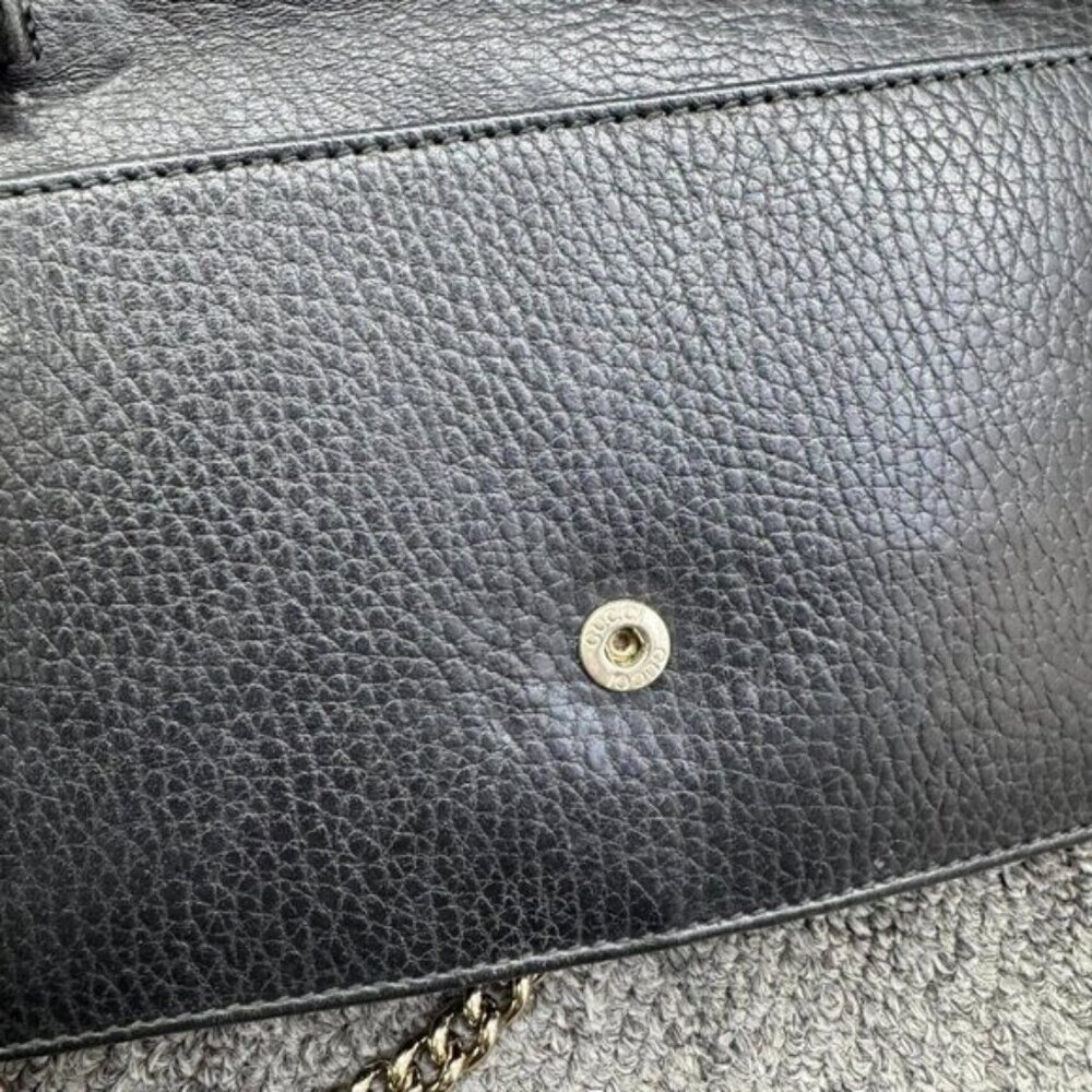 Authentic Gucci Soho Chain Crossbody Bag Black Pebbled Leather GG Logo LuxuryBag - Picture 12 of 16